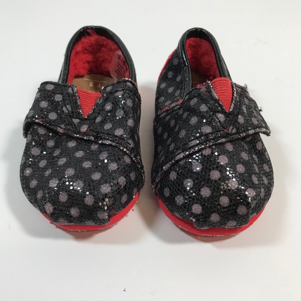 Tiny TOMS Classic Baby Shoes Size 3 Black Dot
